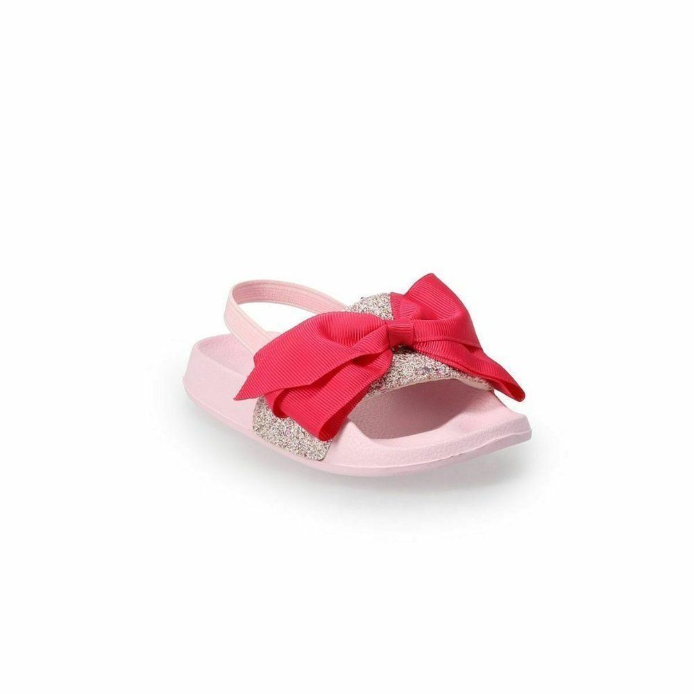 Toddler Girls Glitter Bow Slide Sandals Size‎ 5 6 New
